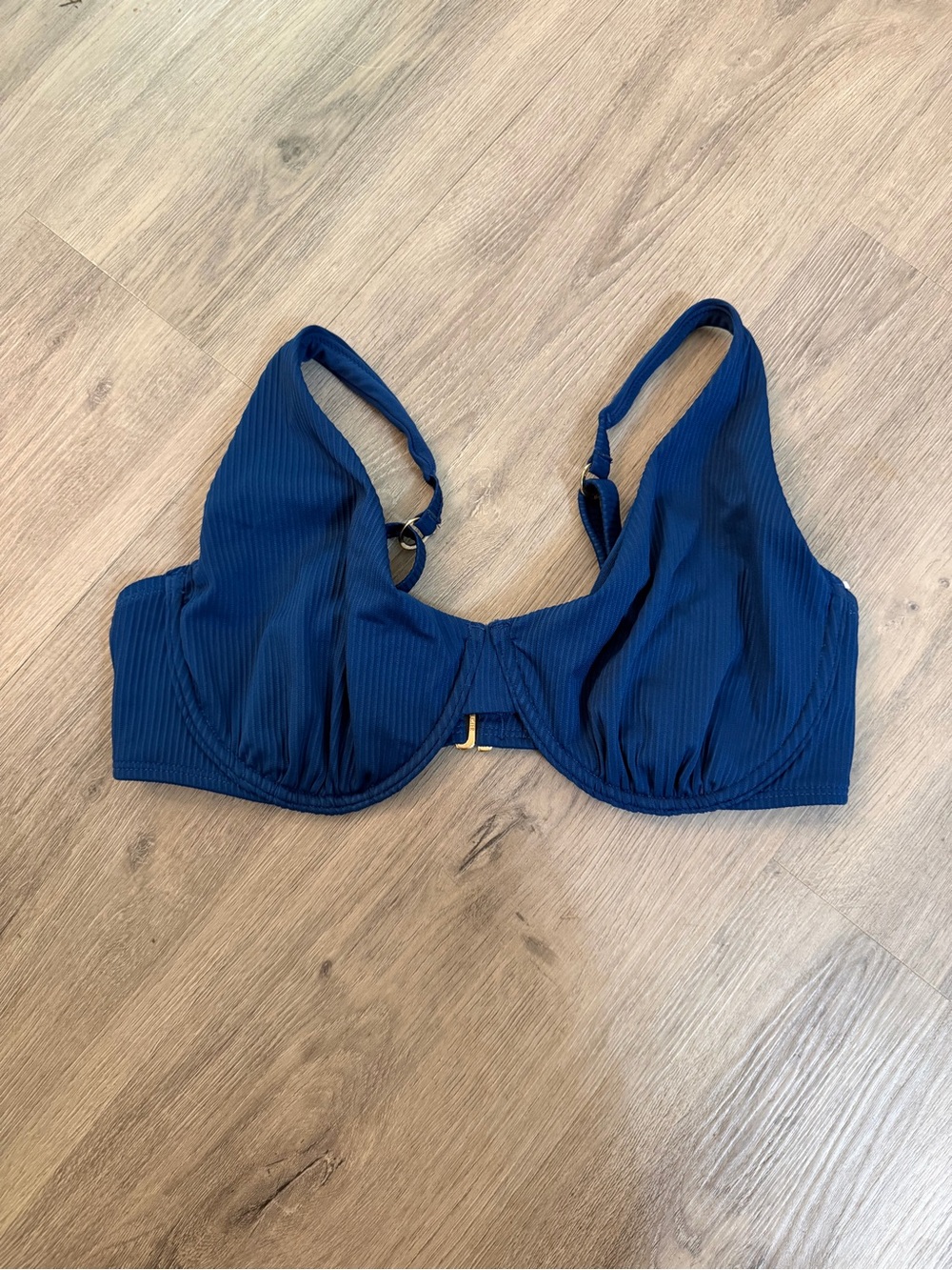 Hollister Deep Blue Ribbed Underwire Bikini Top